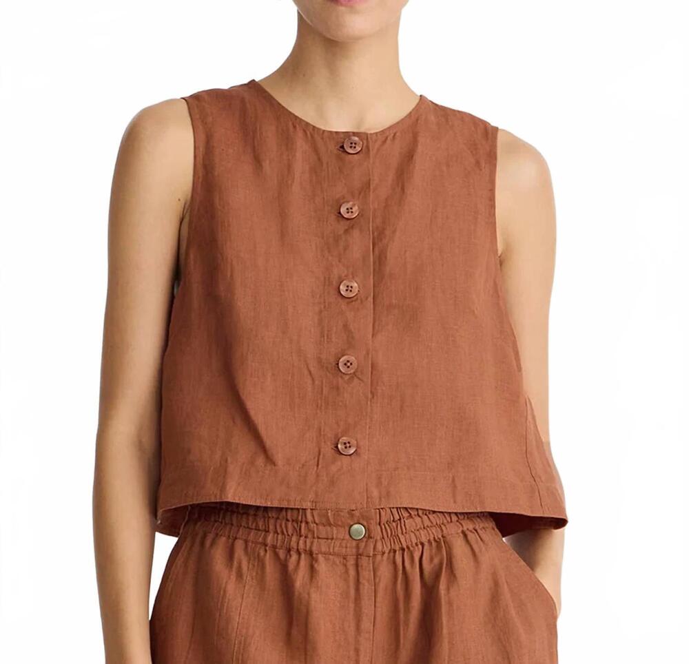 NEW APIECE APART godet crew neck tank top in harissa